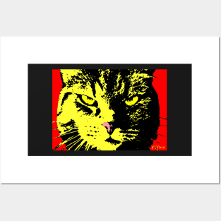 ANGRY CAT POP ART - YELLOW BLACK RED Posters and Art